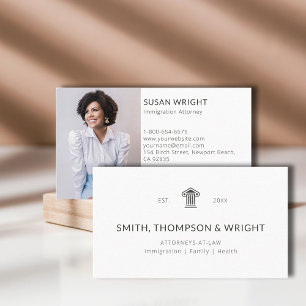 Modern Law Office Logo Legal Lawyer Minimal Photo Business Card