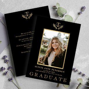 Modern law school graduate photo graduation announcement