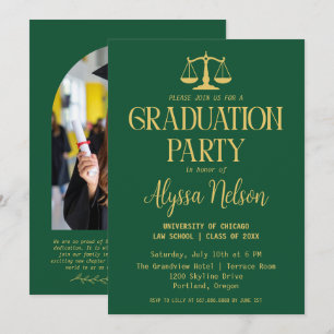 Modern Law School Graduation Party Photo Invitation