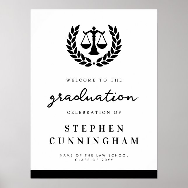 Modern Law School Graduation Party Welcome Poster (Front)