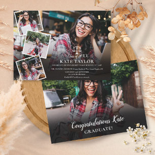 Modern Law School Photo Collage Graduation Invitation
