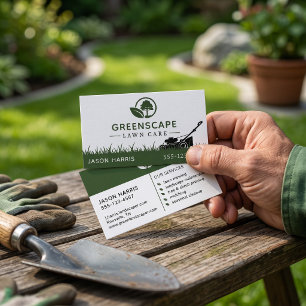 Modern Lawn Care Landscaping Clean Business Card