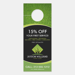 Modern Lawn Care/Landscaping Grass Logo Black Door Hanger