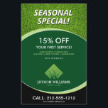 Modern Lawn Care/Landscaping Grass Logo Green Flyer<br><div class="desc">A clean and modern logo design of silhouetted blades of grass rest above your name or business name on this promotional flyer. Update the text fields with your own unique discount or offering. This double-sided flyer provides plenty of space to list your services, contact info and additional details. A great...</div>