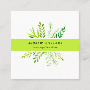 Modern Lawn Care Landscaping Square Business Card