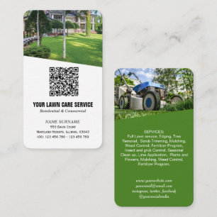 Modern Lawn care photo QR code Business Card