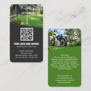 Modern Lawn care photo QR code  Business Card