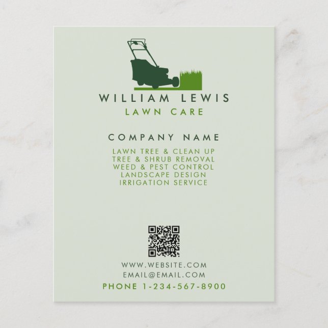 Modern Lawn Care Simple Landscape QR Code Flyer (Front)