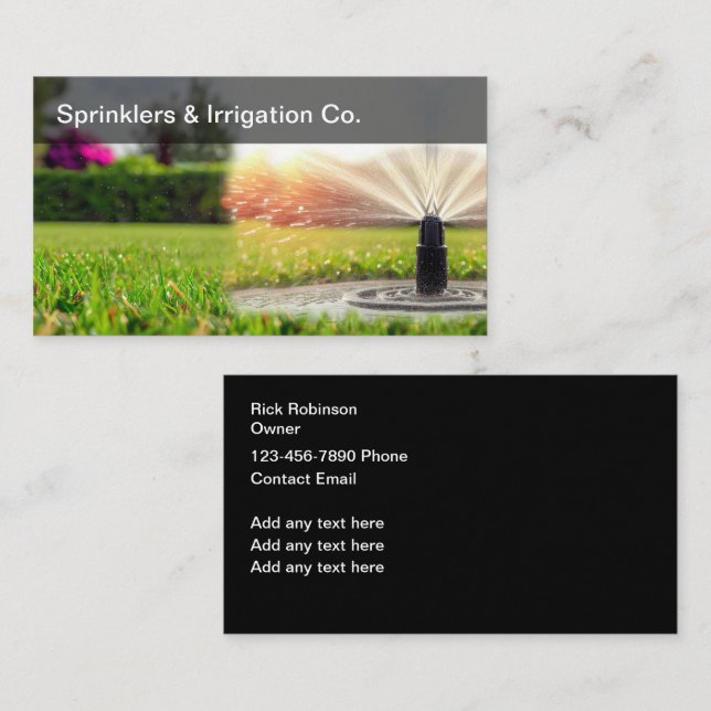 Modern Lawn Irrigation And Sprinklers Business Card (Front/Back)
