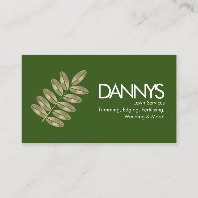 Modern Lawn Services Faux Foil Leaf Business Card (Front)