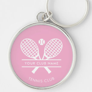 Modern Lawn Tennis Club Name Team Pink Custom Key Ring