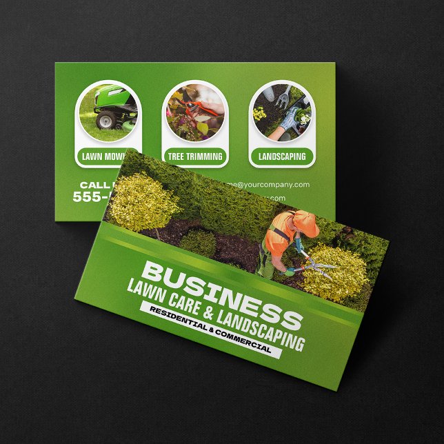 Modern Lawncare & Landscaping Lawn care mowing Business Card (Creator Uploaded)