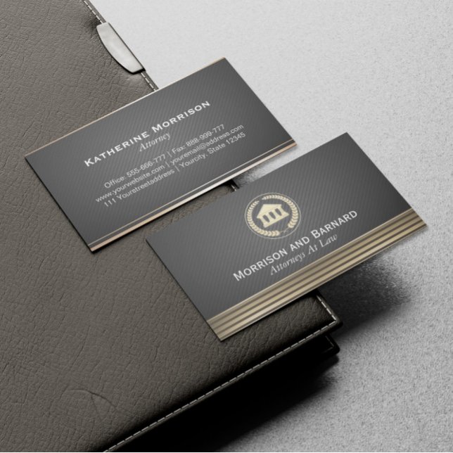 Modern Lawyer Attorney Faux Gold Courthouse Business Card (Creator Uploaded)
