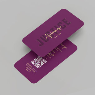 Modern Lawyer Justice Solicitor Judge Lux Purple Business Card