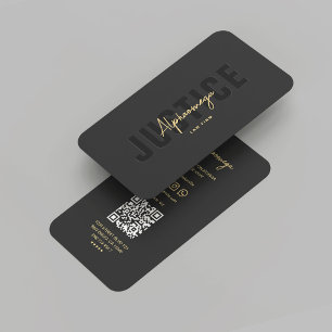 Modern Lawyer Solicitor Justice Law Black Gold Business Card