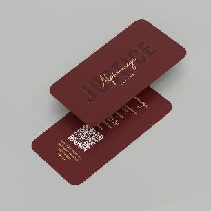 Modern Lawyer Solicitor Justice Law Dark Maroon Business Card