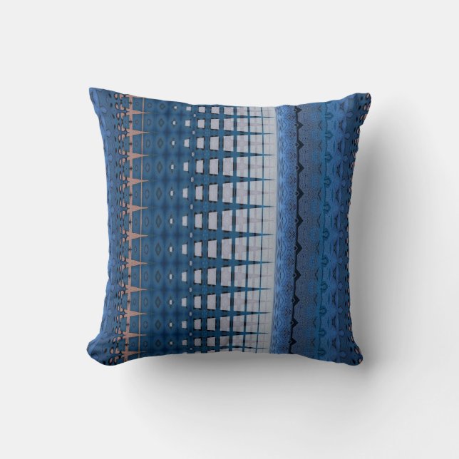 Modern Layered Blue and Brown Design Cushion (Front)