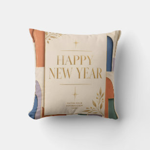 Modern Layered Paper Art Happy New Year Design Cushion