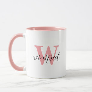Modern Layered Personalised Pink Monogram Mug
