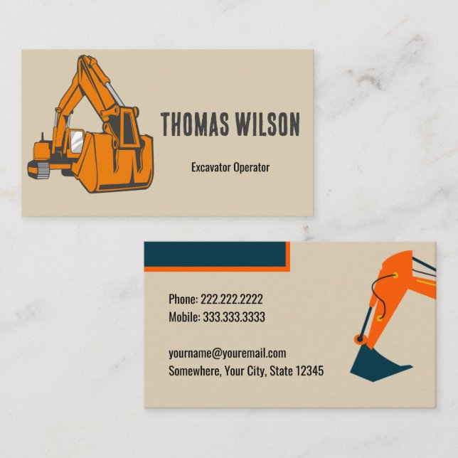 Modern Layout Featuring bold Contractor Business Card (Front/Back)