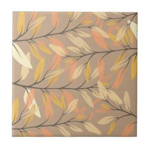 Modern Leaf and Branch Autumn Pattern Ceramic Tile