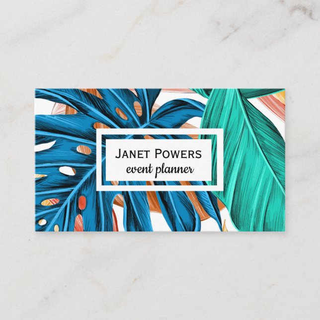 modern leaf art custom business card (Front)