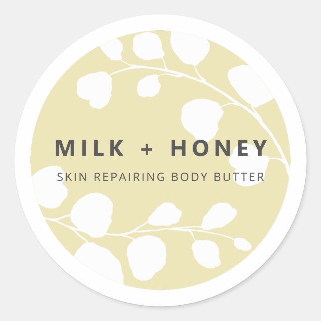 Modern Leaf Border Beige Product Labels (Front)