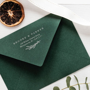 Modern Leaf Branch Personalised Name & Address Rubber Stamp
