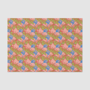 modern leaf, bud, and flower pattern tissue paper
