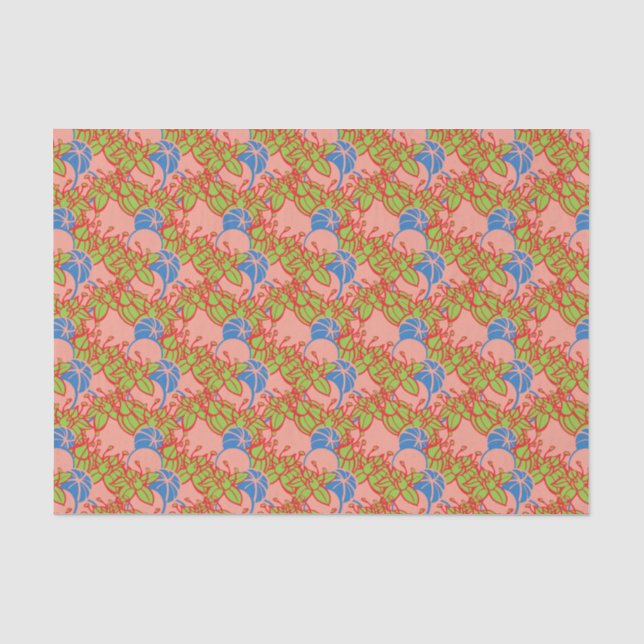 modern leaf, bud, and flower pattern tissue paper (Front)