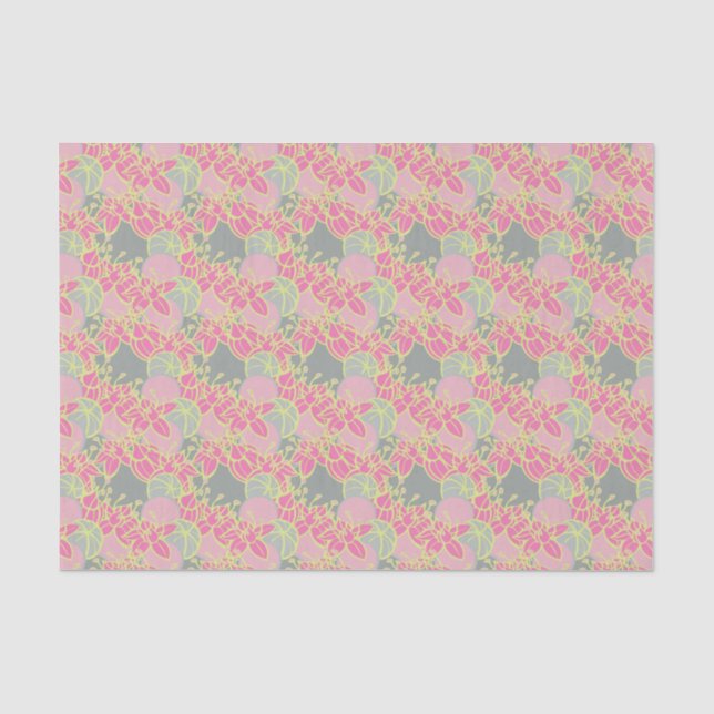 modern leaf, bud, and flower pattern tissue paper (Front)