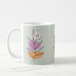 Modern leaf graphic with pale blue background coffee mug
