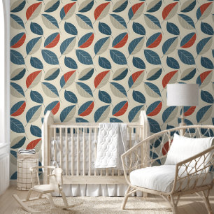 Modern Leaf Motif Wallpaper