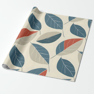 Modern Leaf Motif Wrapping Paper