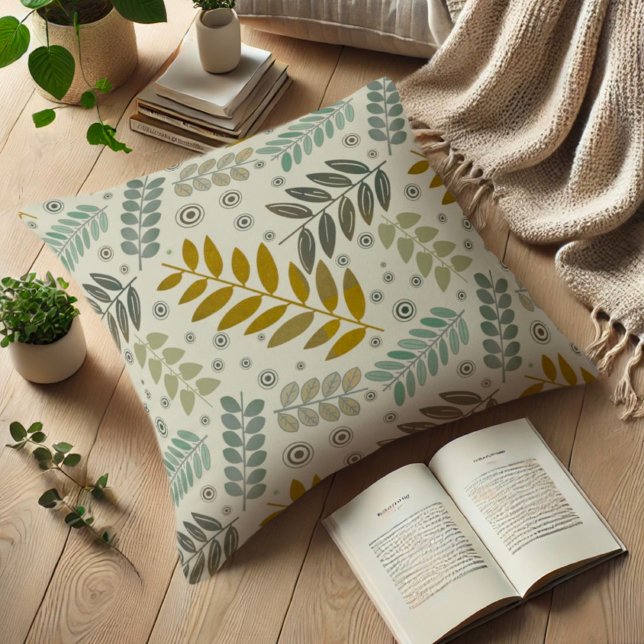 Modern Leaf Pattern Colourful Pretty Inspirivity Cushion (Creator Uploaded)