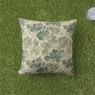Modern Leaf Pattern in Sage and Teal Cushion
