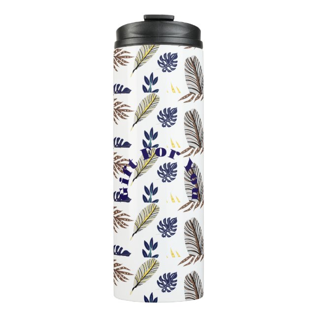 Modern Leaf Pattern Party Supplies Thermal Tumbler (Front)