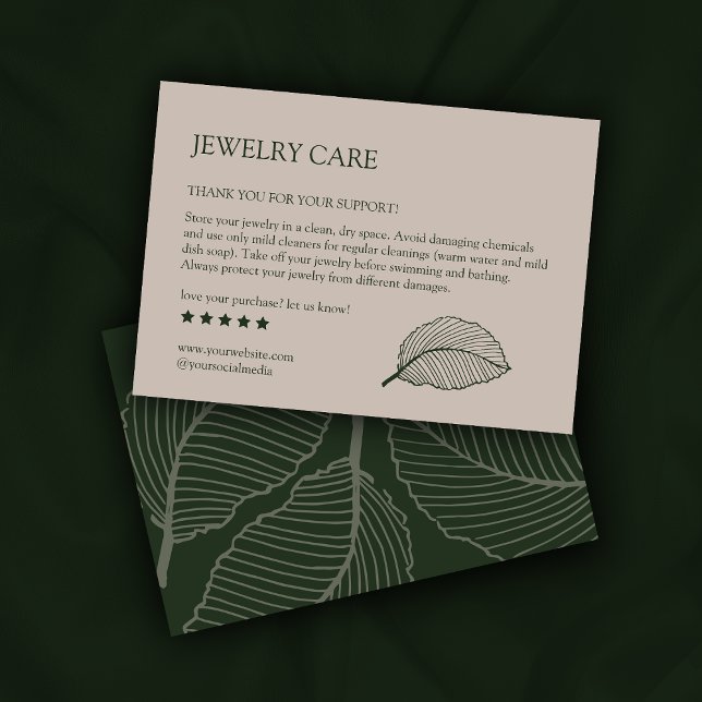 Modern Leaf Pattern Product Care Thank You Card (Creator Uploaded)