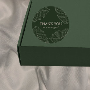 Modern Leaf Pattern Thank You Sticker