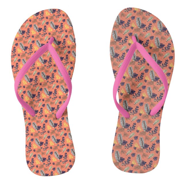 Modern Leaf Pattern Thongs (Footbed)