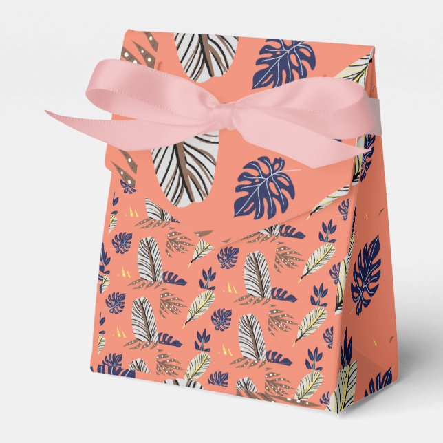 Modern Leaf Pattern Wedding & Party Supplies Favour Box (Front Side)
