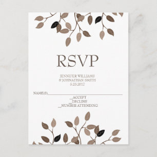 Modern leaf wedding RSVP cards