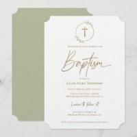 Modern leaf Wreath Gilded Gold Cross Baptism