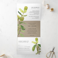 MODERN LEAFY FAUNA GREEN KRAFT WATERCOLOR WEDDING