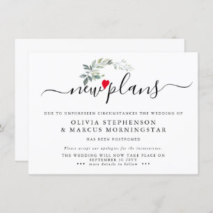Modern Leafy Postponed Event New Plans Invitation