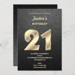 Modern Leather 21st Birthday Invitation<br><div class="desc">Modern and stylish,  with the look of leather 21st birthday party invitation. Text can be personalise for your birthdays,  bridal shower,  or any type of celebration.</div>