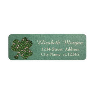 Modern Leather Look,Shamrock,St. Patrick's Day Return Address Label
