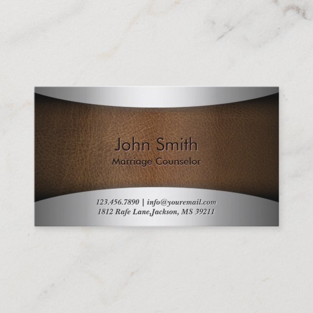 Modern Leather Marriage Counseling Business Card (Front)