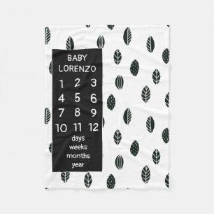 Modern Leaves Baby Milestone Blanket