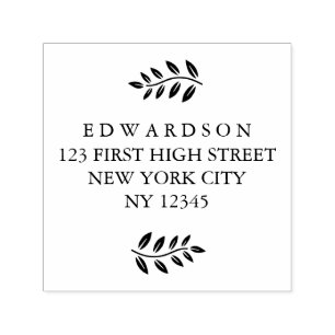 Modern leaves branche custom Return Address Stamp